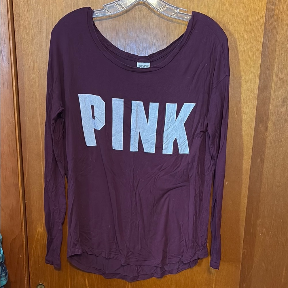 VS PINK Maroon Long Sleeve Shirt
